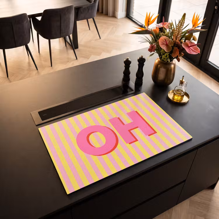 Inductie beschermer - Tekst - Strepen - Roze — 3