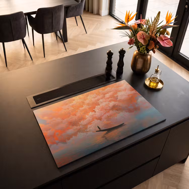 Inductie beschermer - Zee - Boot - Wolken - Oranje — 3