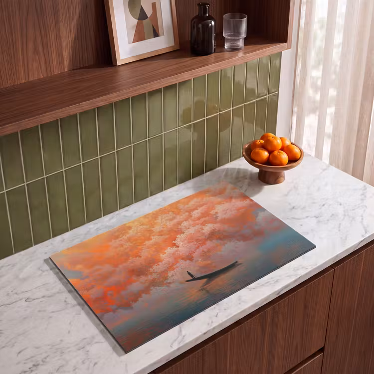 Inductie beschermer - Zee - Boot - Wolken - Oranje — 4