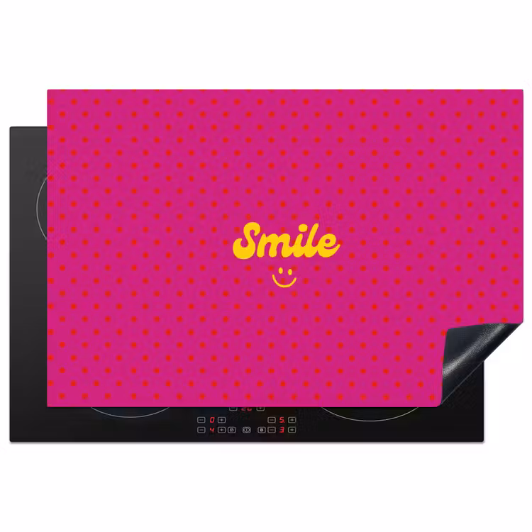 Inductie beschermer - Smile - Stippen - Geel - Smiley - Roze — 1