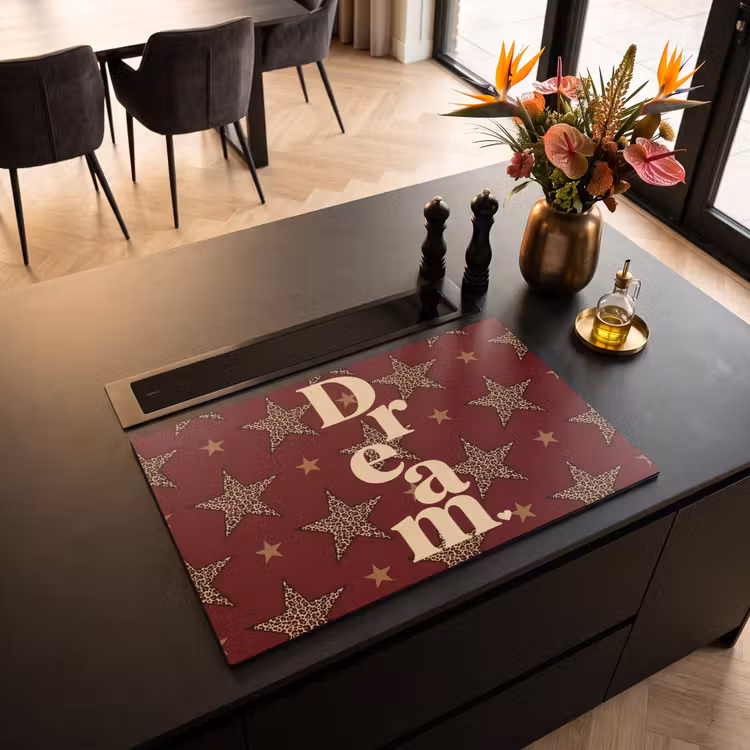 Inductie beschermer - Sterren - Luipaardprint - Dream - Bordeaux — 3