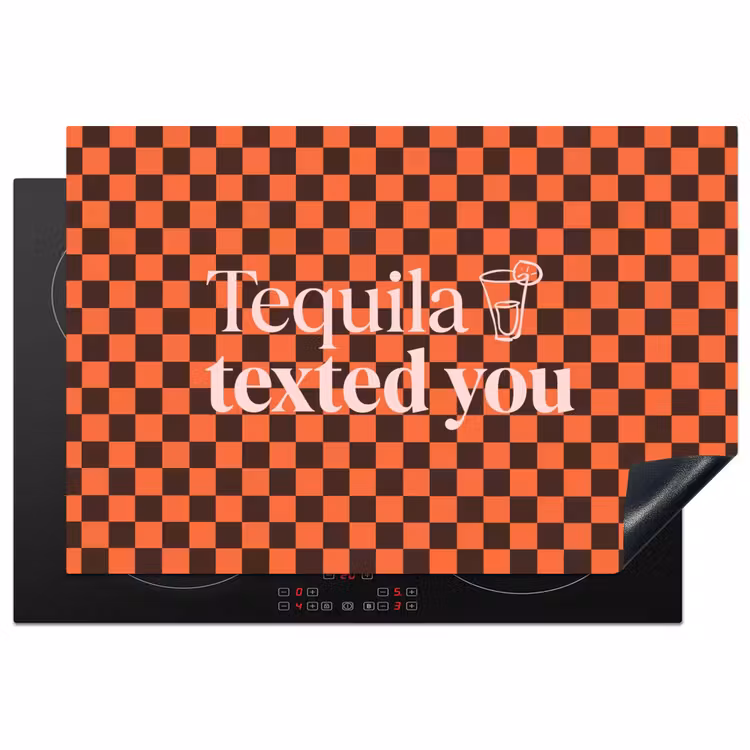 Inductie beschermer - Tequila texted you - Glas - Vierkanten - Oranje — 2
