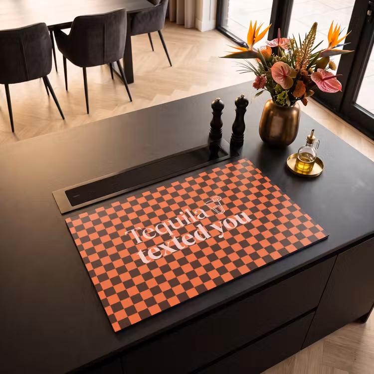 Inductie beschermer - Tequila texted you - Glas - Vierkanten - Oranje — 3