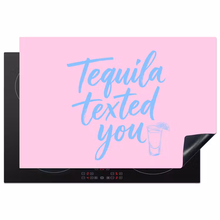 Inductie beschermer - Tequila texted you - Roze - Blauw — 1