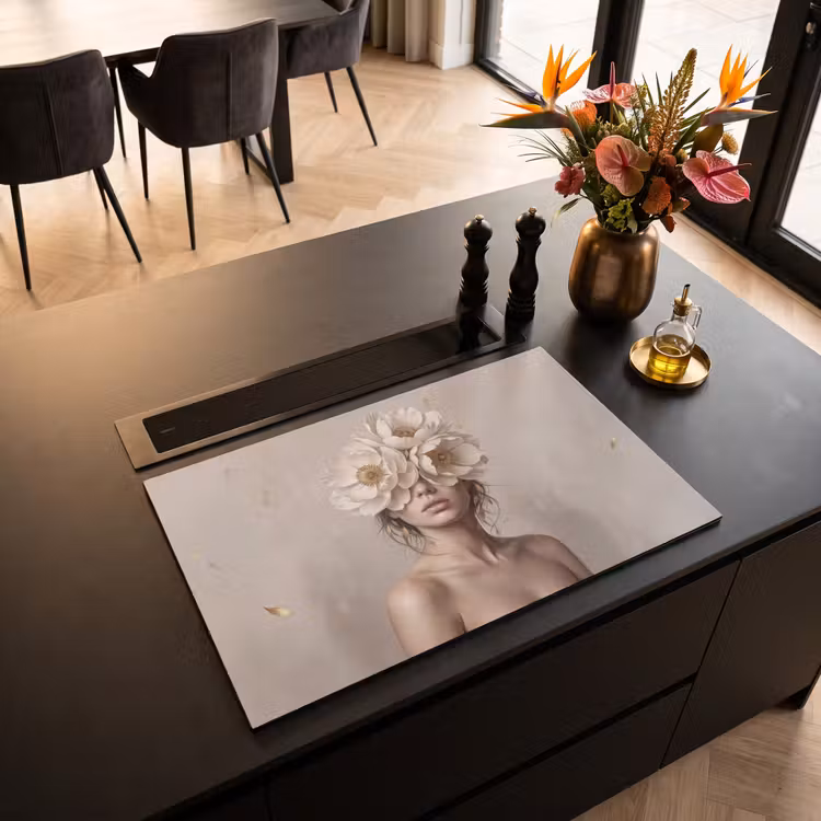 Inductie beschermer - Vrouw - Pioenroos - Wit — 3