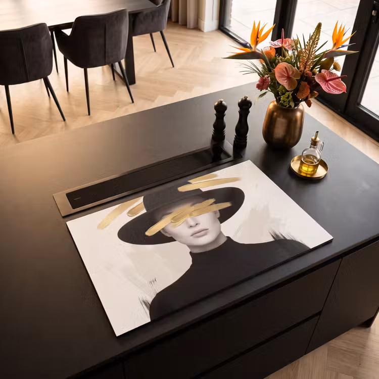 Inductie beschermer - Vrouw - Portret - Modern - Goud - Kunst — 3
