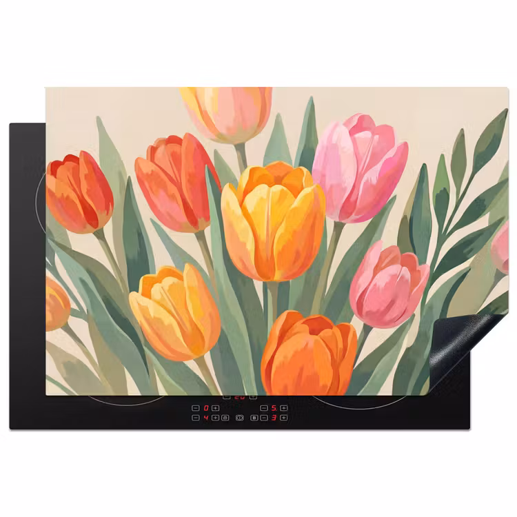 Inductie beschermer - Tulpen - Abstract - Kleurrijk — 2