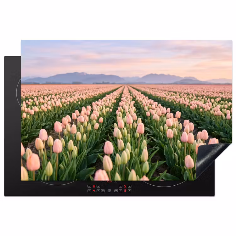 Inductie beschermer - Tulpen - Landschap - Roze — 2