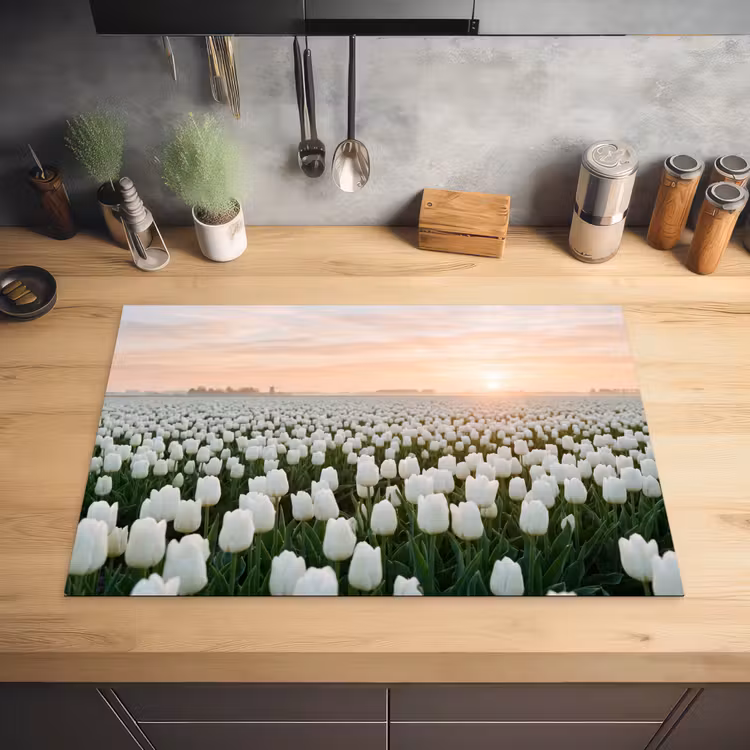 Inductie beschermer - Tulpen - Landschap - Wit — 3