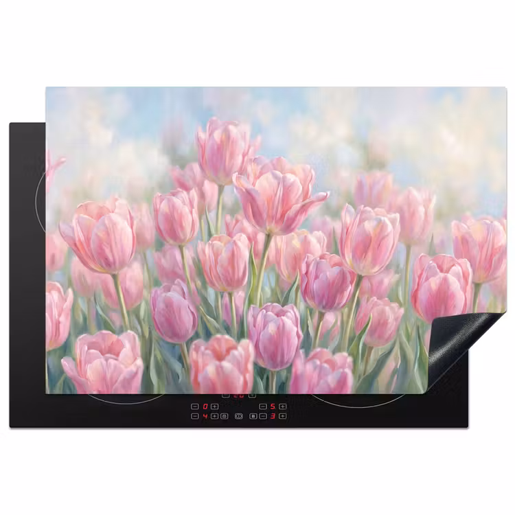 Inductie beschermer - Tulpen - Veld - Lente - Roze — 2