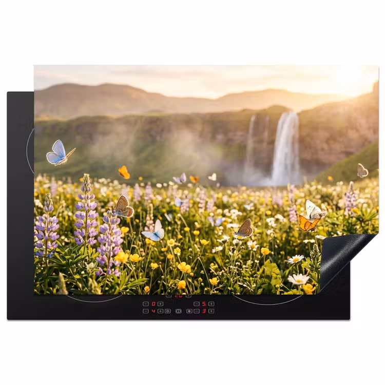 Inductie beschermer - Vlinders - Waterval - Bloemenveld — 2