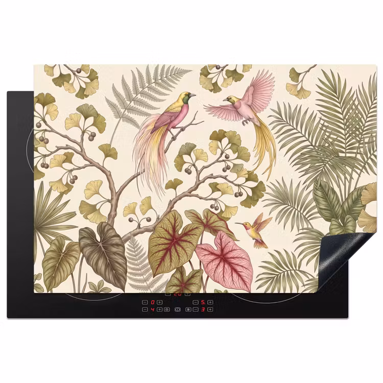 Inductie beschermer - Vogels - Tropisch - Botanisch - Roze — 2