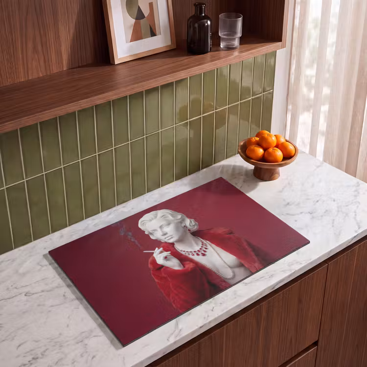 Inductie beschermer - Vrouw - Bontjas - Mode - Klassiek - Rood — 4