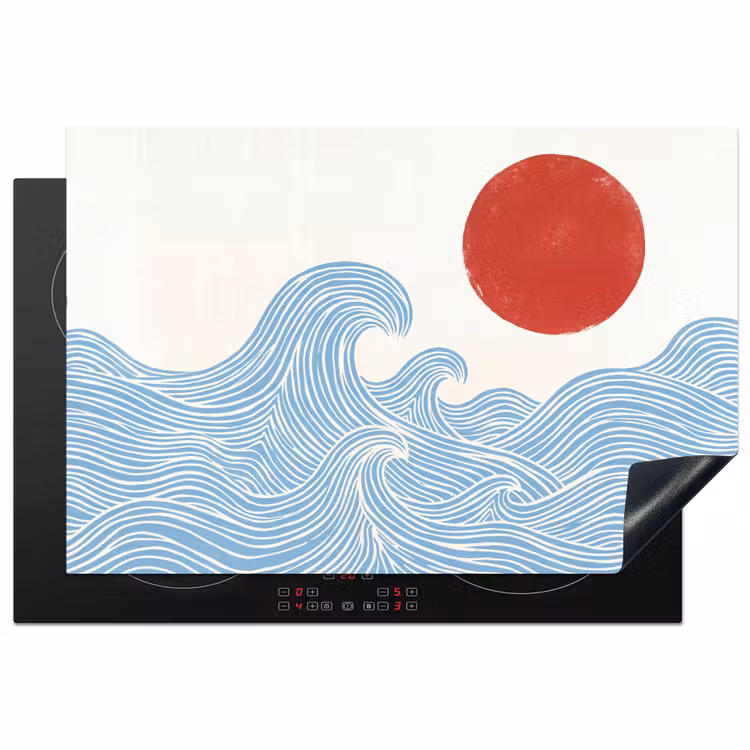 Inductie beschermer - Zon - Golven - Oceaan - Abstract - Rood — 1