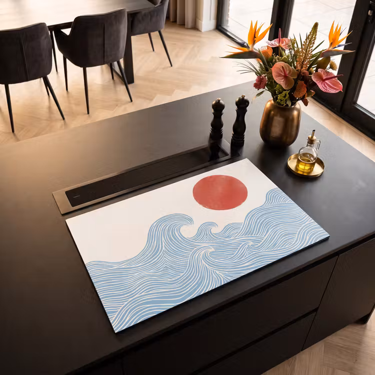 Inductie beschermer - Zon - Golven - Oceaan - Abstract - Rood — 3