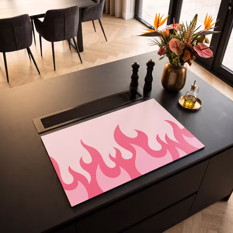 Inductie beschermer - Vlammen - Patroon - Abstract - Modern - Roze — 3