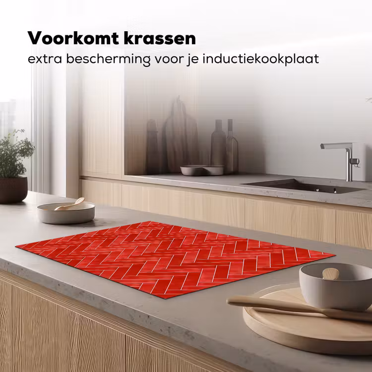 Inductie beschermer - Visgraat - Tegel - Rood — 2