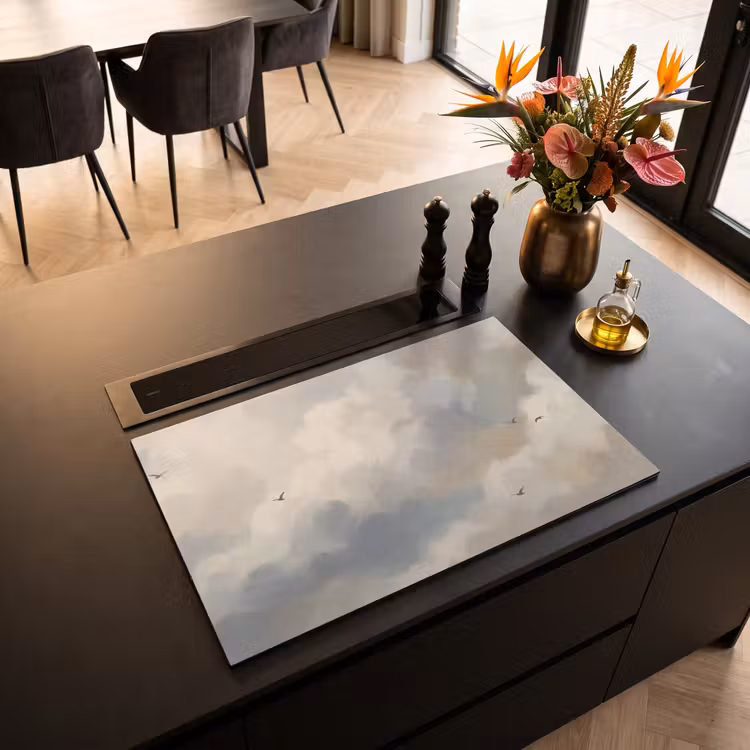 Inductie beschermer - Vogel - Wolken - Natuur - Modern - Grijs — 3