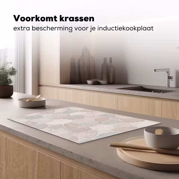 Inductie beschermer - Steen - Patroon - Textuur - Beige — 2