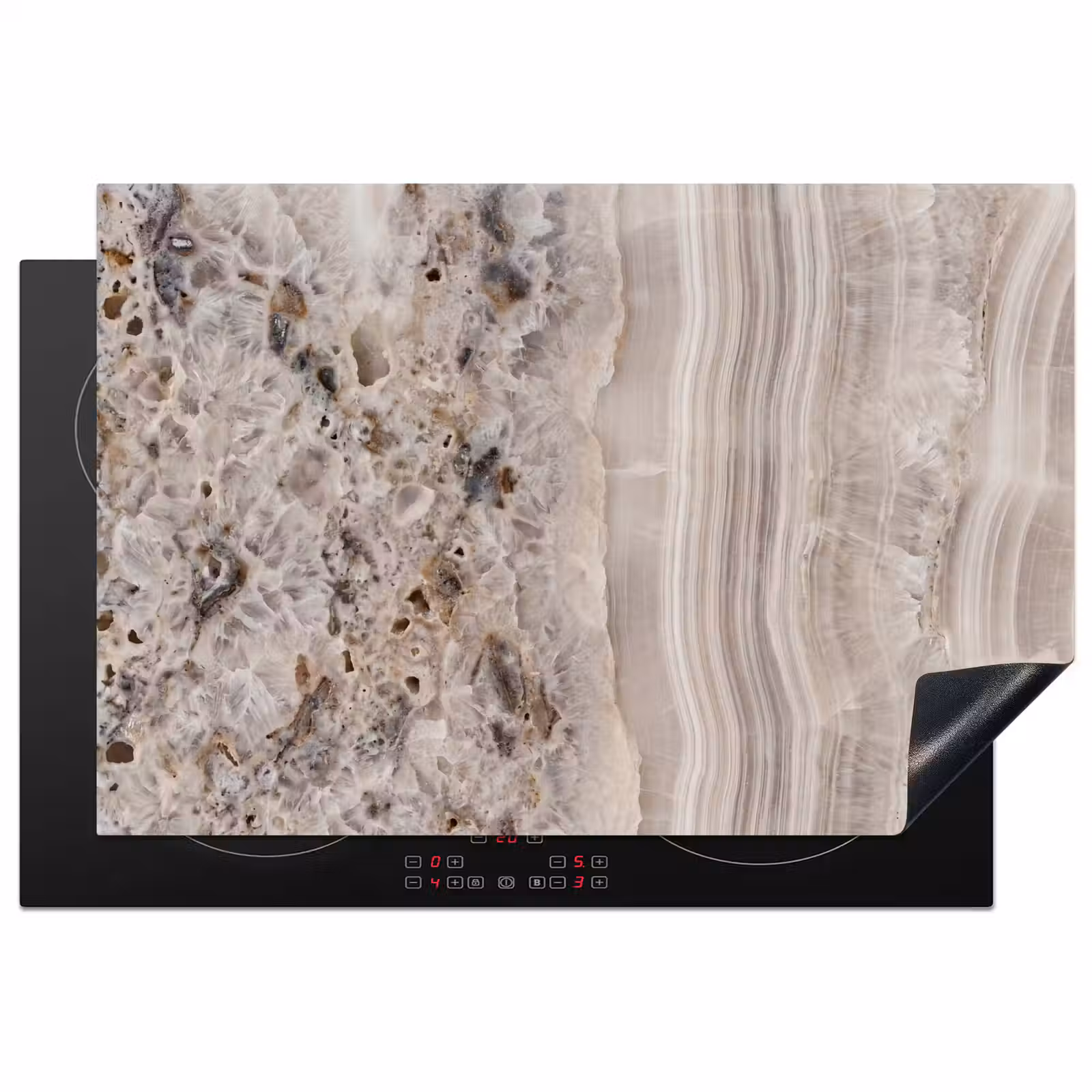 Inductie beschermer - Steen - Textuur - Abstract - Beige - Wit — 1