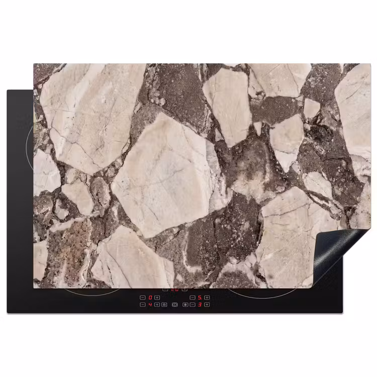 Inductie beschermer - Textuur - Marmer - Abstract - Beige - Bruin — 1