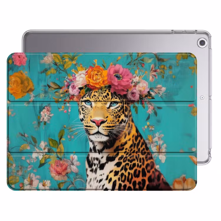 iPad hoes - Luipaard - Bloemen - Kroon — 1