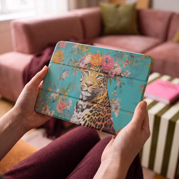 iPad hoes - Luipaard - Bloemen - Kroon — 3