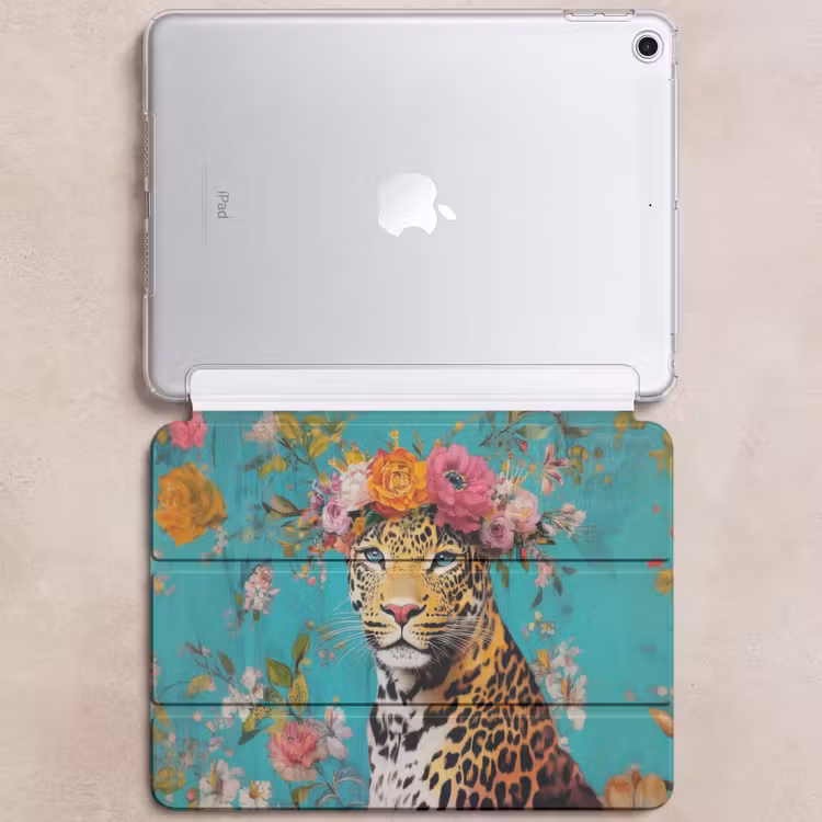 iPad hoes - Luipaard - Bloemen - Kroon — 6
