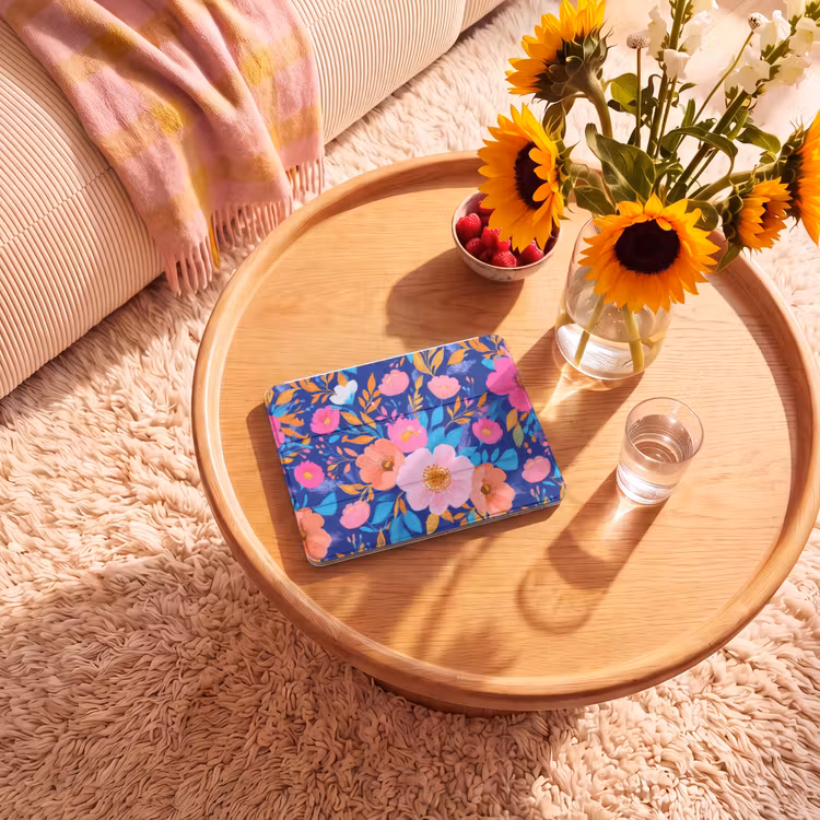 iPad hoes - Bloemen - Blauw - Roze — 2