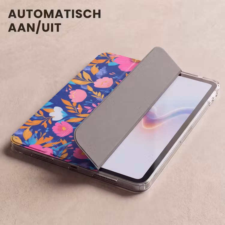 iPad hoes - Bloemen - Blauw - Roze — 4