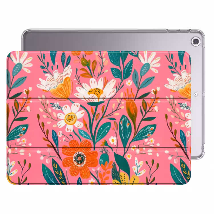 iPad hoes - Roze - Bloemen - Wit - Oranje — 1
