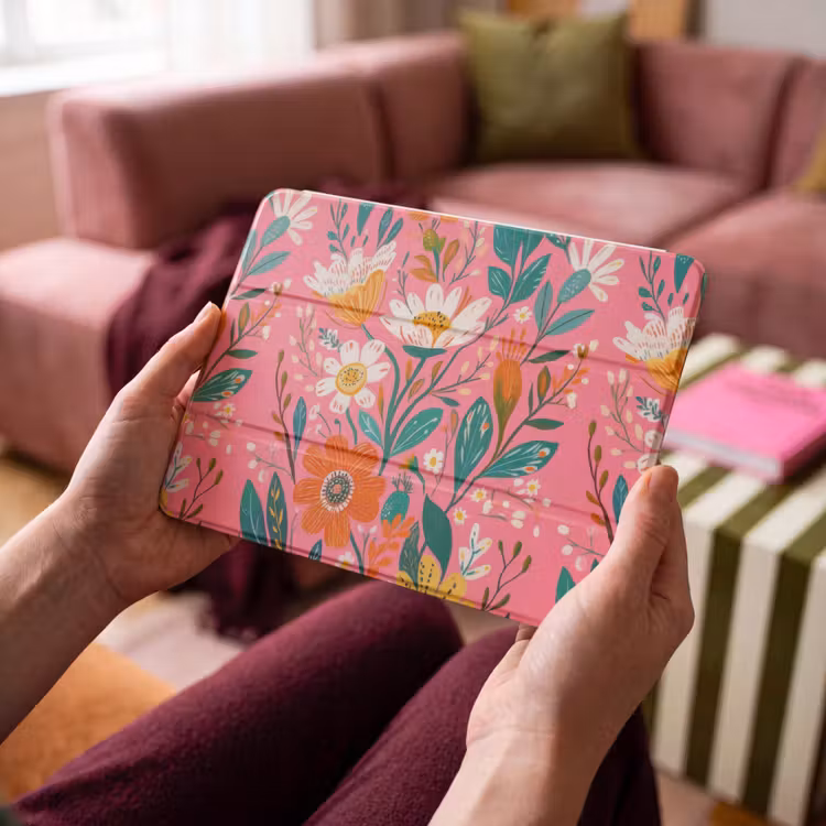 iPad hoes - Roze - Bloemen - Wit - Oranje — 3