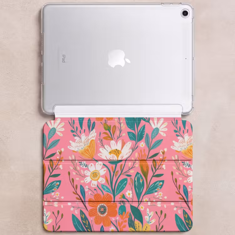 iPad hoes - Roze - Bloemen - Wit - Oranje — 6