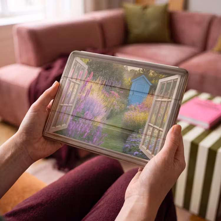 iPad hoes - Doorkijk - Bloemen - Raam - Natuur — 3
