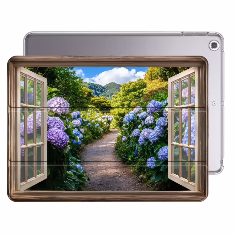 iPad hoes - Doorkijk - Hortensia - Pad - Natuur — 1