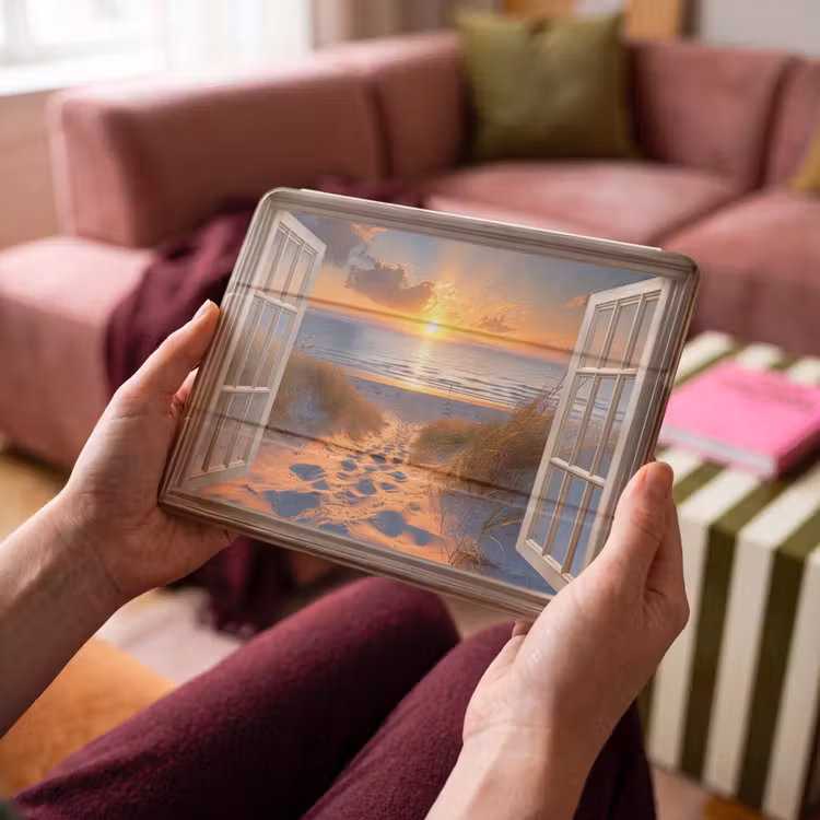 iPad hoes - Doorkijk - Strand - Duinen - Zonsondergang — 3