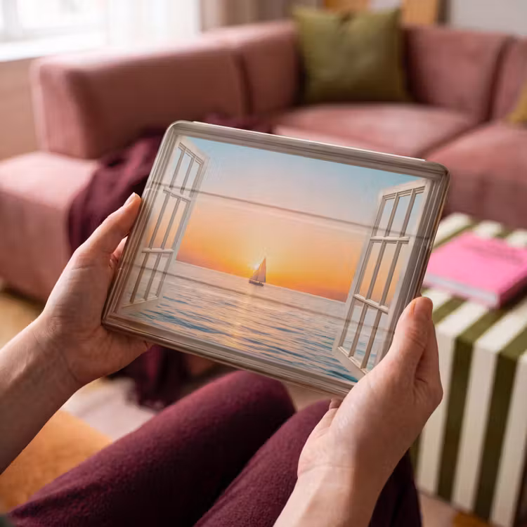 iPad hoes - Doorkijk - Zee - Boot - Zonsondergang — 3