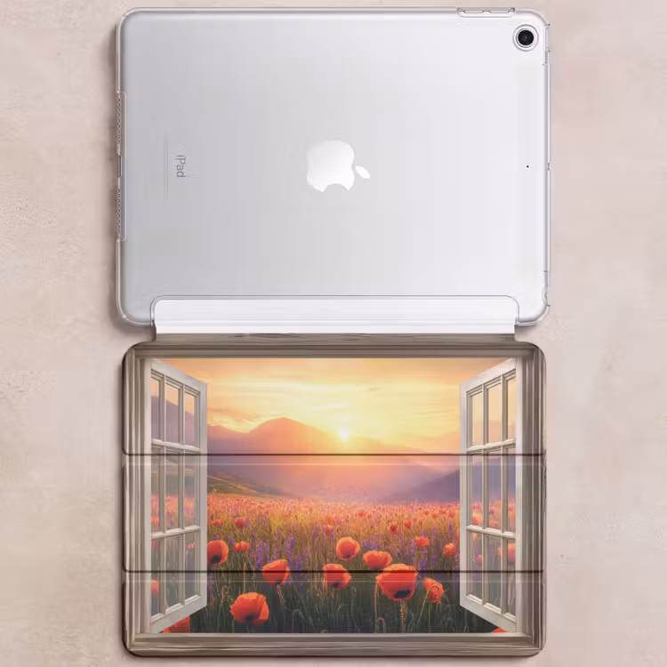 iPad hoes - Doorkijk - Klaprozen - Bloemen - Rood - Open raam — 6