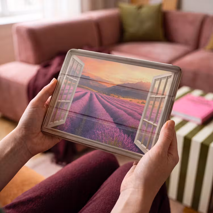 iPad hoes - Doorkijk - Lavendel - Landschap - Bloemen - Paars — 3