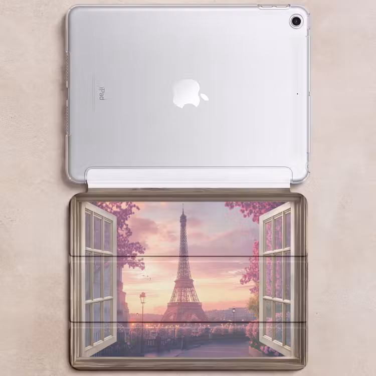iPad hoes - Doorkijk - Parijs - Eiffeltoren - Roze - Kersenbloesem — 6