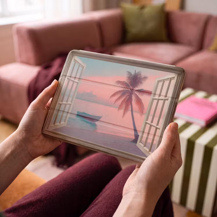 iPad hoes - Doorkijk - Strand - Palmboom - Tropisch — 3