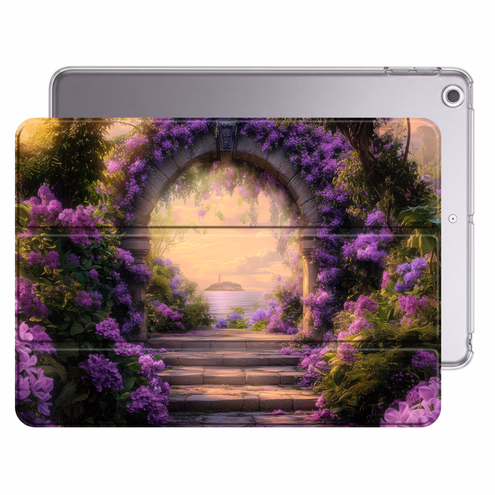 iPad hoes - Poort - Paars - Bloemen — 1