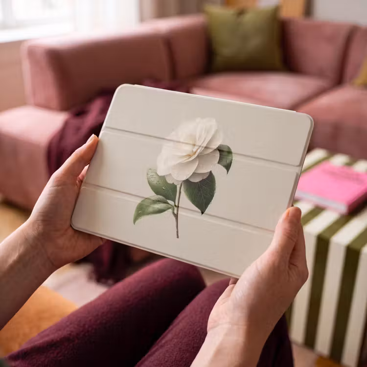 iPad hoes - Cameliabloem - Wit - Groen — 3