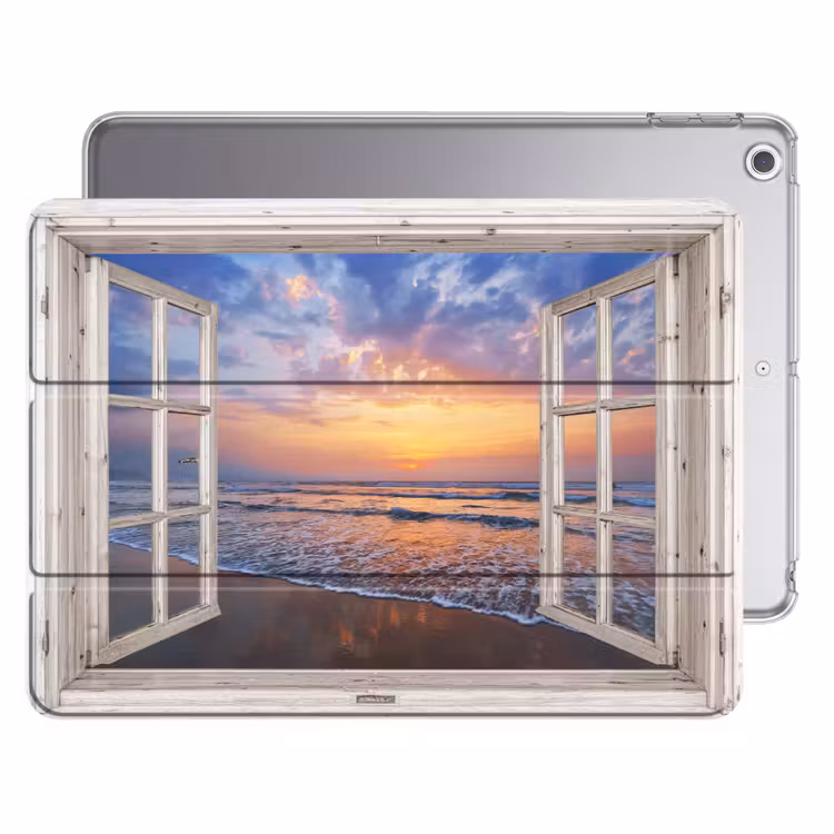 iPad hoes - Doorkijk - Zee - Strand - Zonsondergang - Blauw — 1