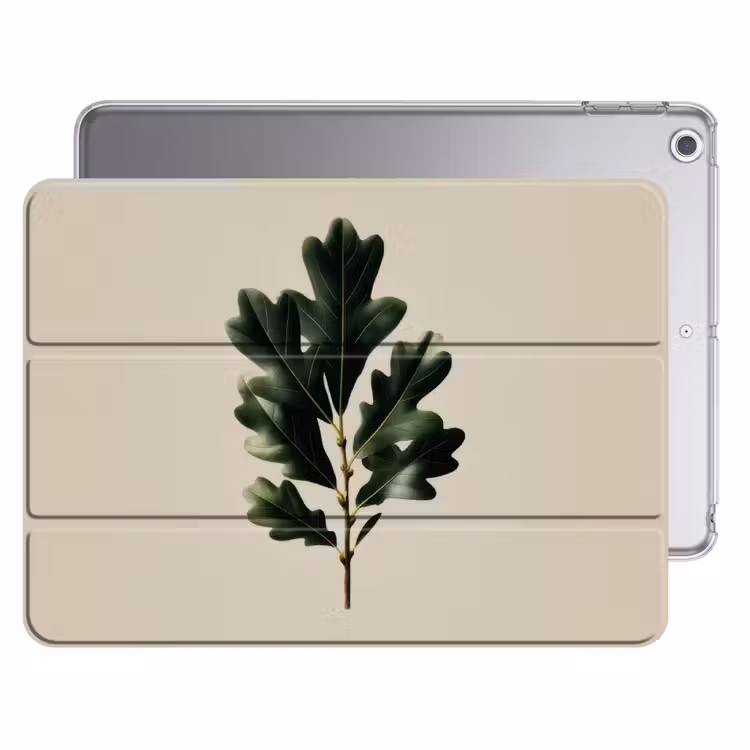 iPad hoes - Eikenbladeren - Beige - Groen - Golvende randen — 1
