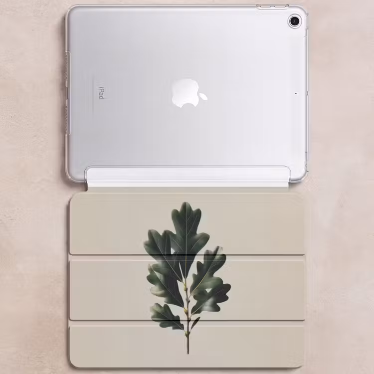 iPad hoes - Eikenbladeren - Beige - Groen - Golvende randen — 6