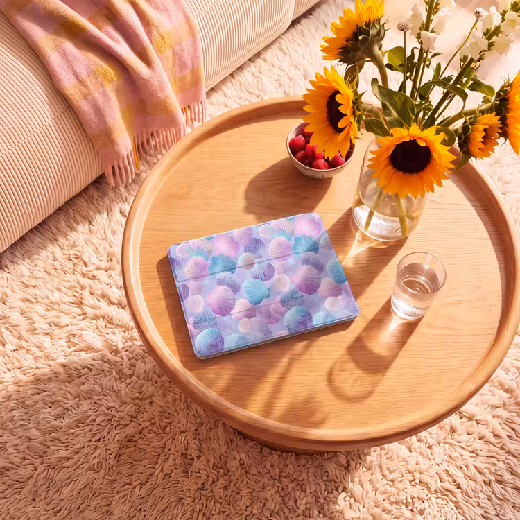 iPad hoes - Schelpen - Paars - Blauw - Patroon — 2