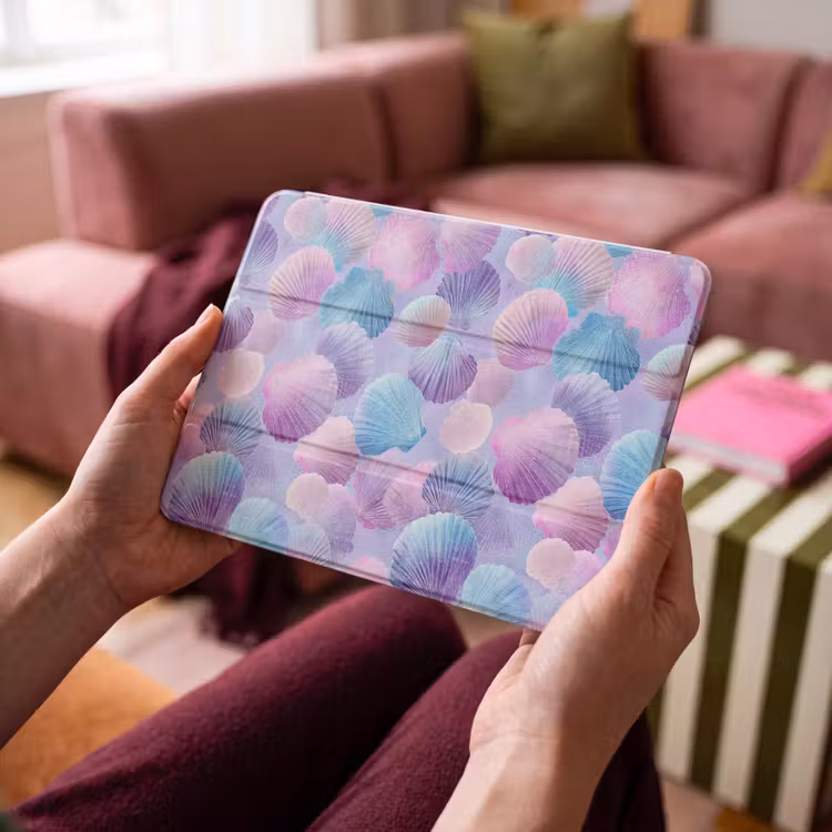 iPad hoes - Schelpen - Paars - Blauw - Patroon — 3