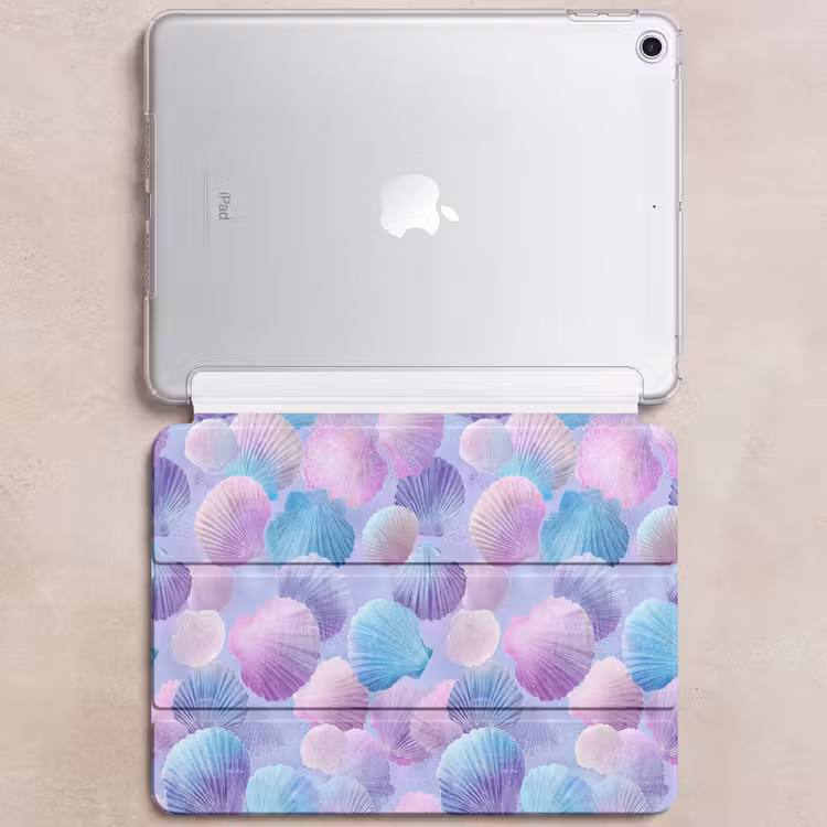 iPad hoes - Schelpen - Paars - Blauw - Patroon — 6