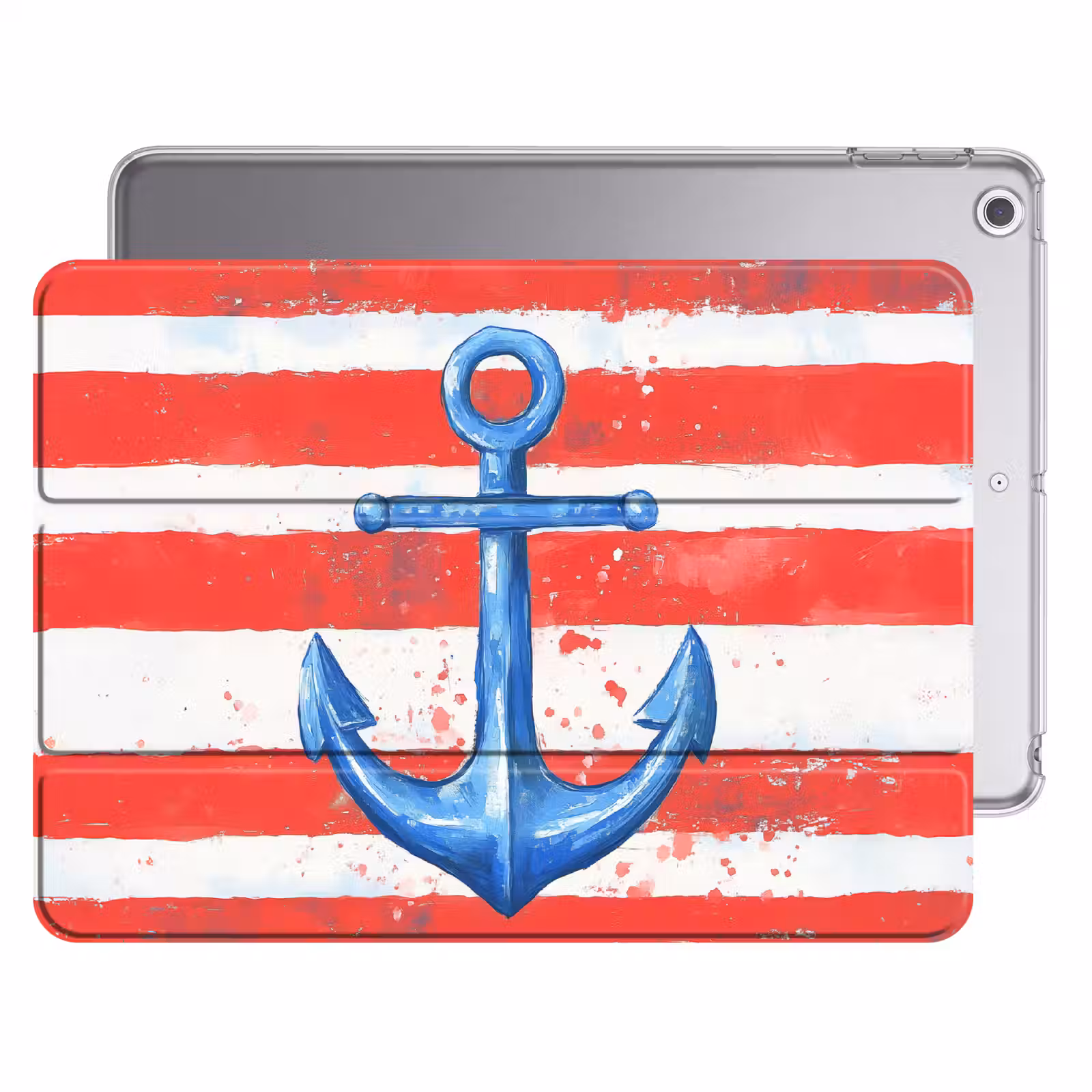 iPad hoes - Anker - Verfspatten - Rood - Blauw — 1